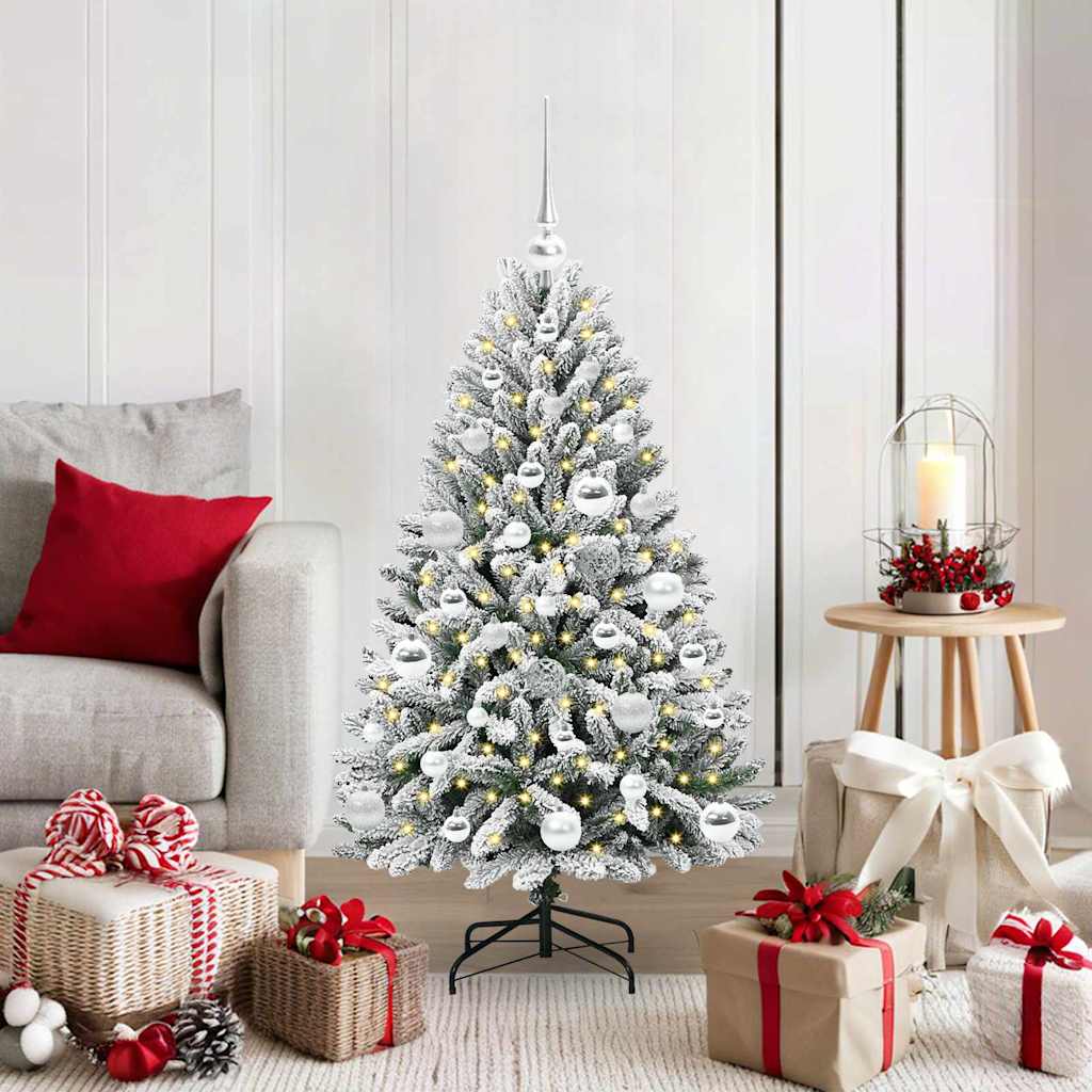 Artificial Christmas Tree Green and White 120 cm PVC and Metal