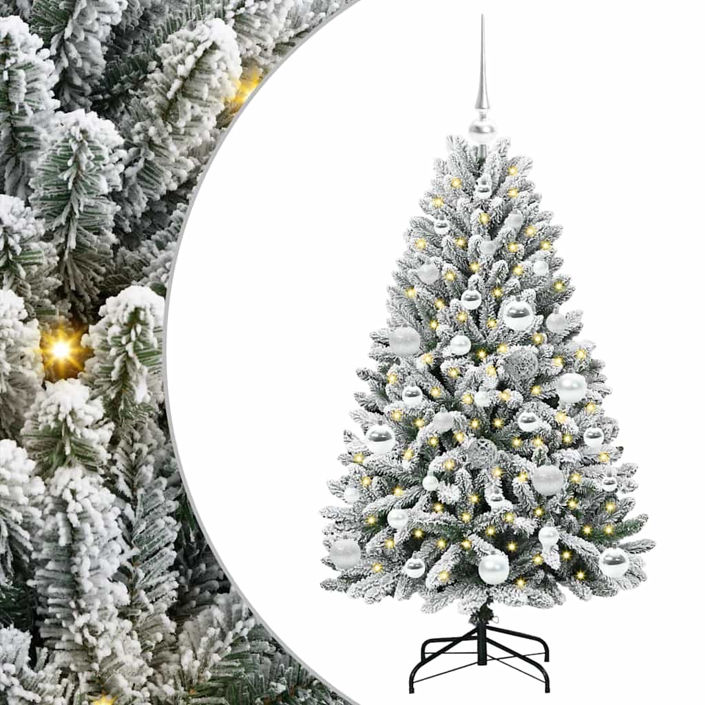 Artificial Christmas Tree Green and White 120 cm PVC and Metal