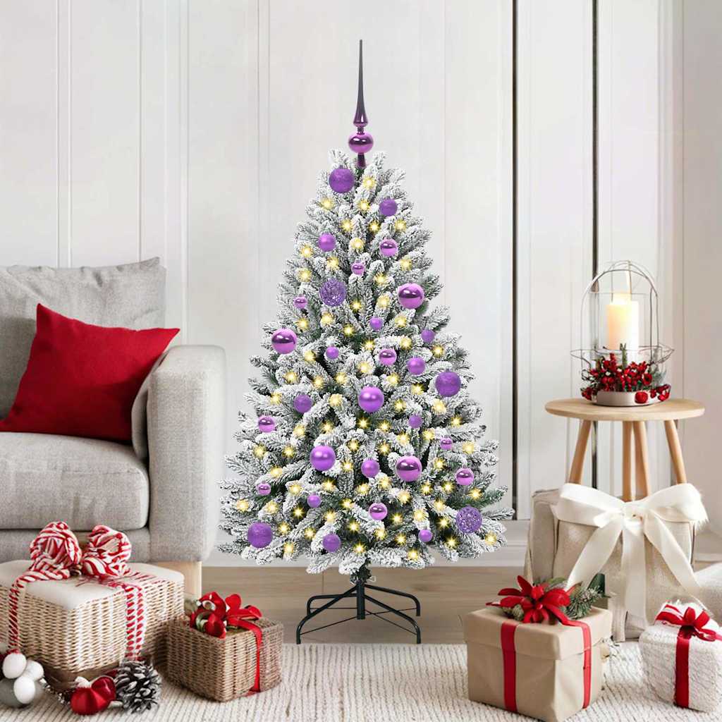 Artificial Christmas Tree Green and White 120 cm PVC and Metal