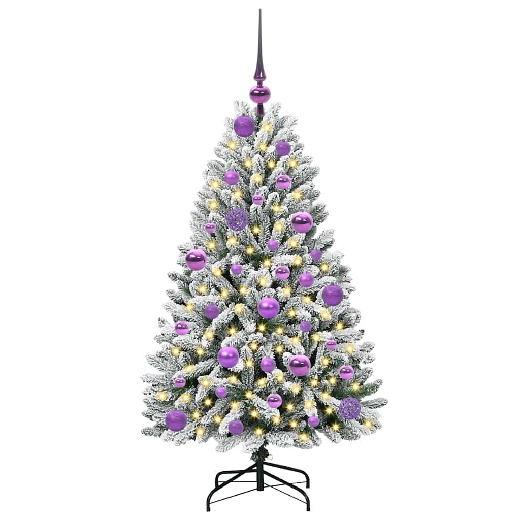Artificial Christmas Tree Green and White 120 cm PVC and Metal