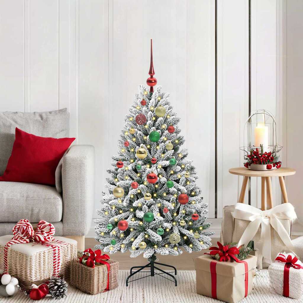 Artificial Christmas Tree Green and White 120 cm PVC and Metal