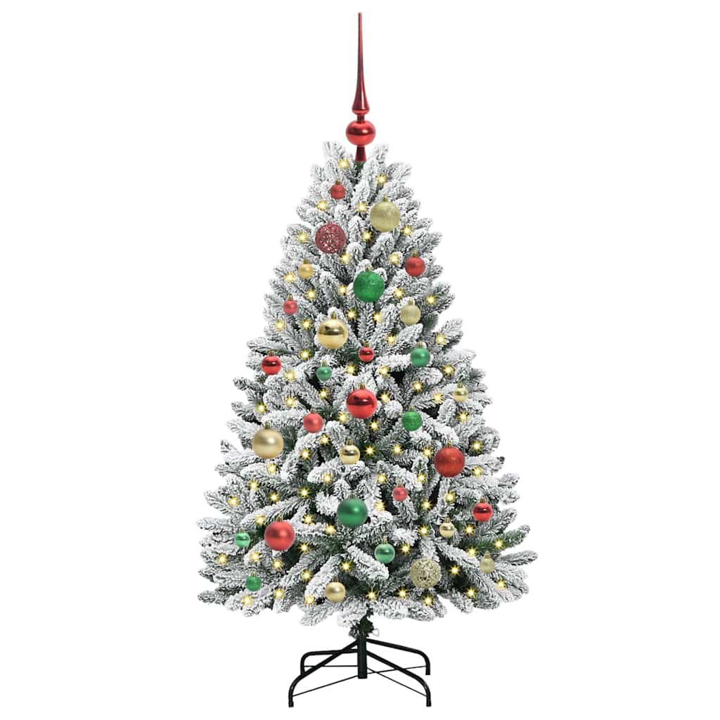 Artificial Christmas Tree Green and White 120 cm PVC and Metal