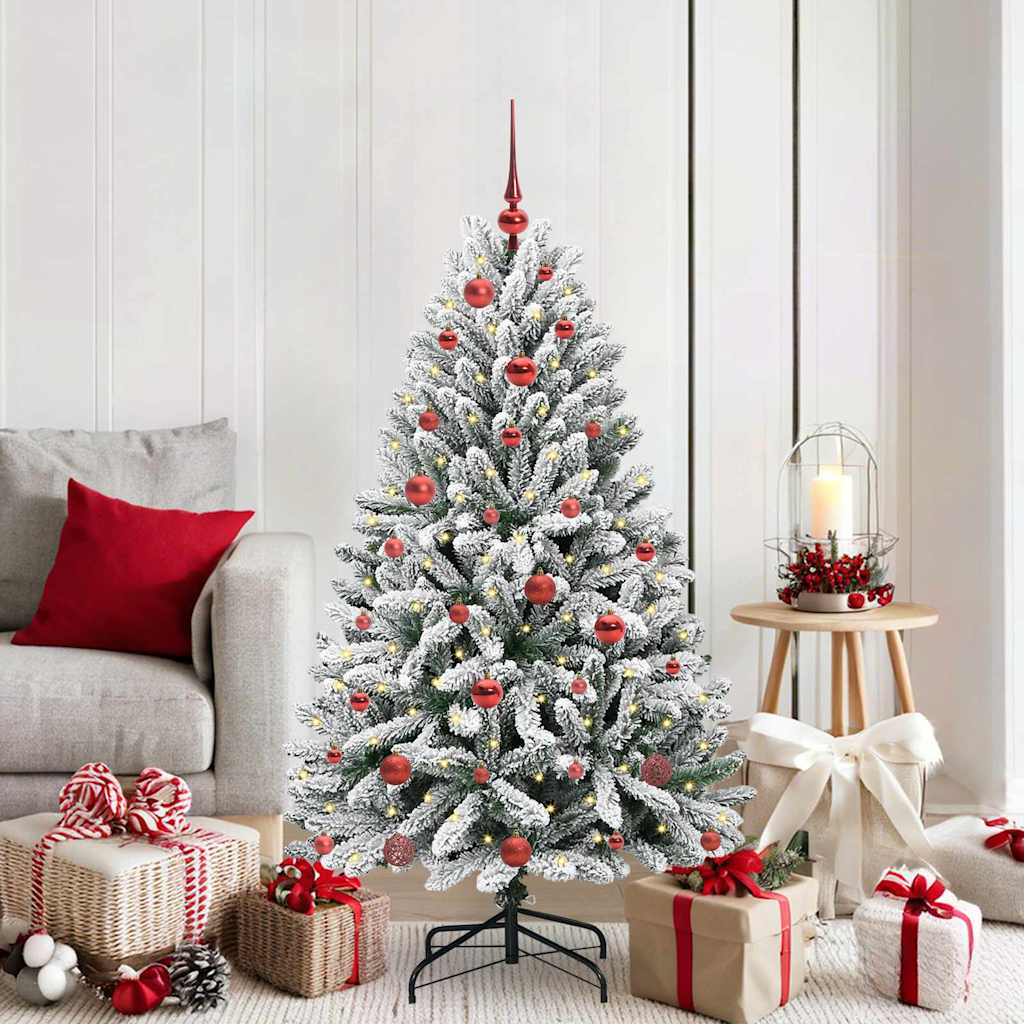 Artificial Christmas Tree Green and White 150 cm PVC and Metal