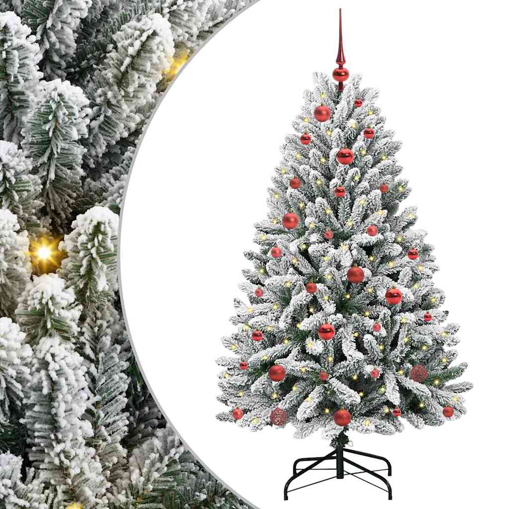 Artificial Christmas Tree Green and White 150 cm PVC and Metal
