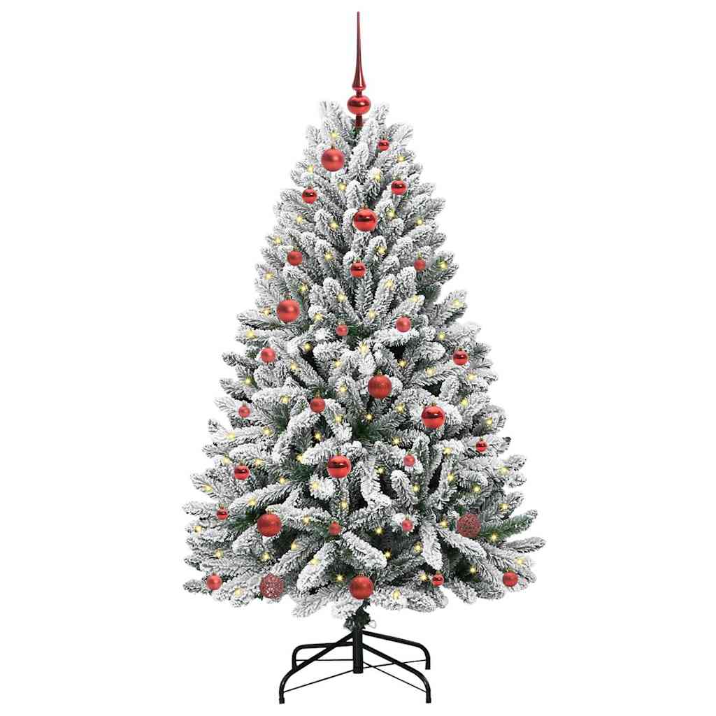 Artificial Christmas Tree Green and White 150 cm PVC and Metal