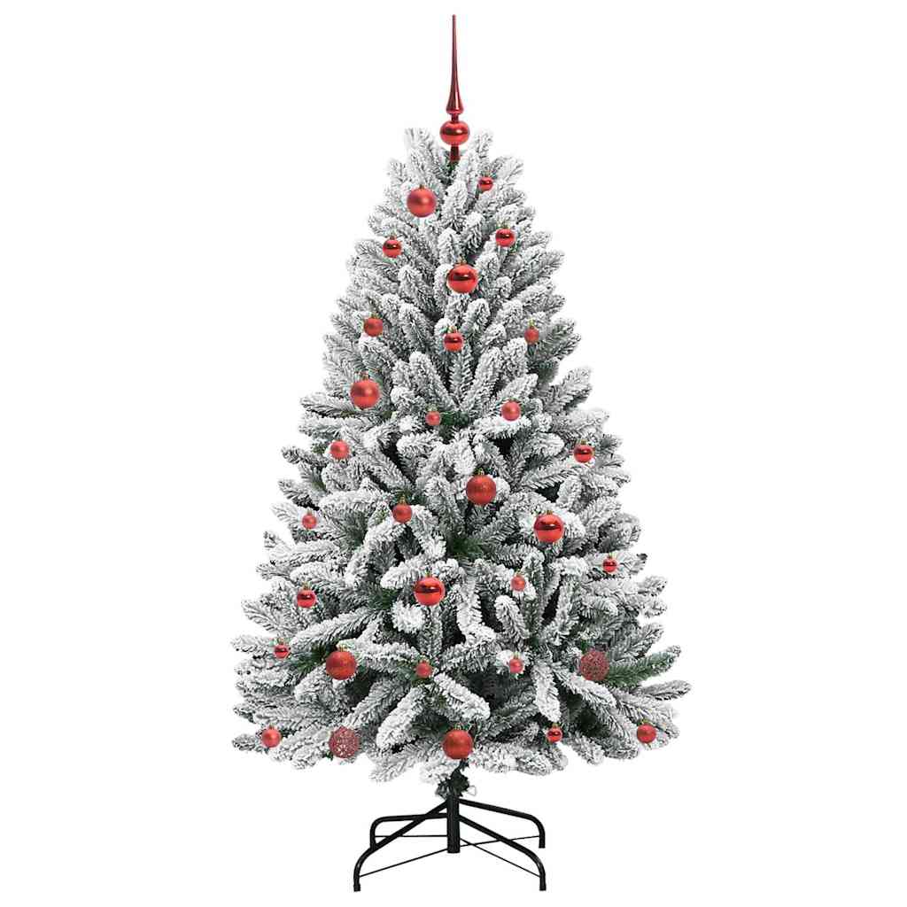 Artificial Christmas Tree Green and White 150 cm PVC and Metal