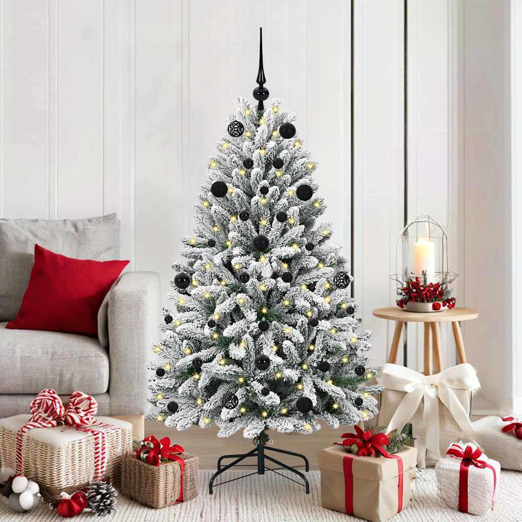 Artificial Christmas Tree Green and White 150 cm PVC and Metal