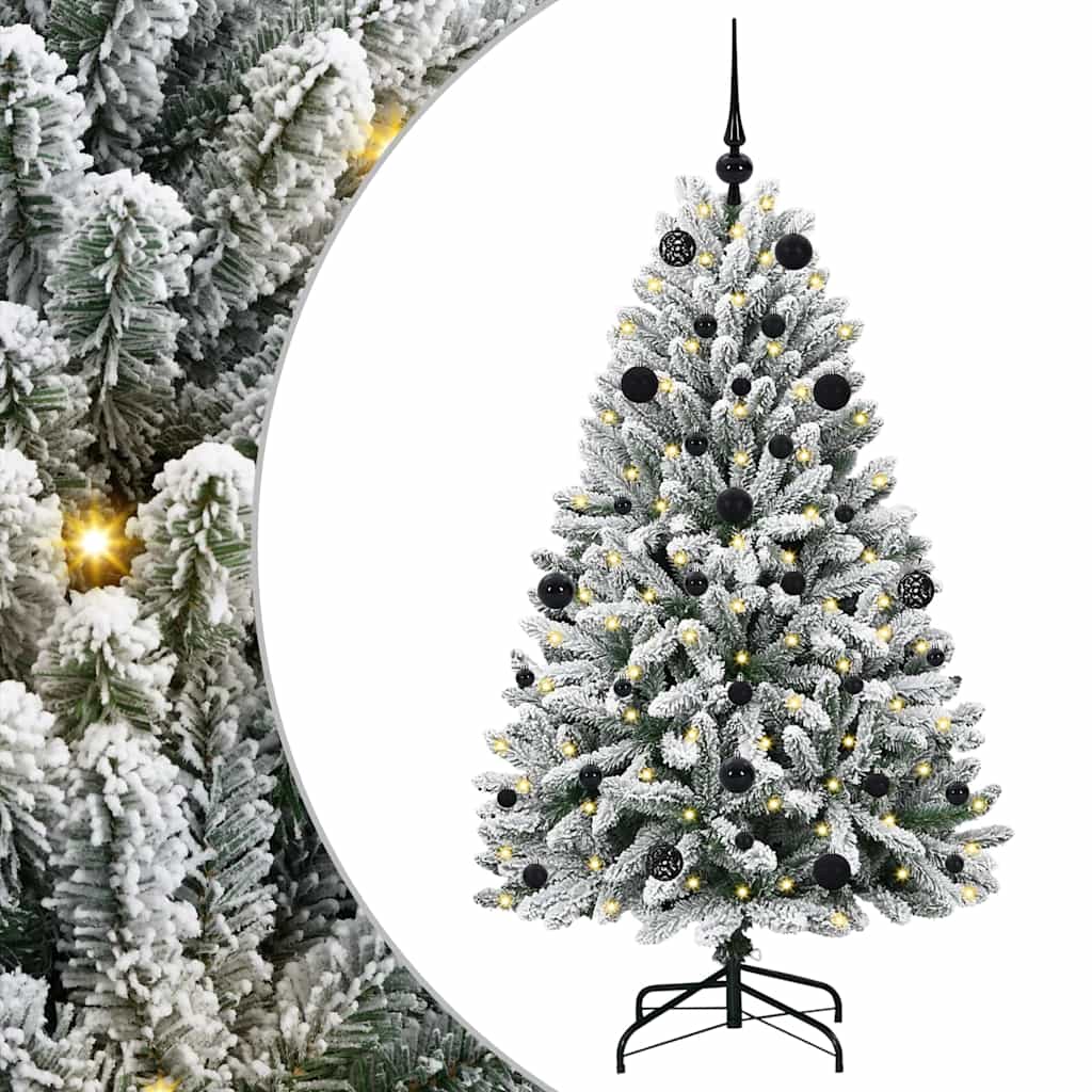Artificial Christmas Tree Green and White 150 cm PVC and Metal