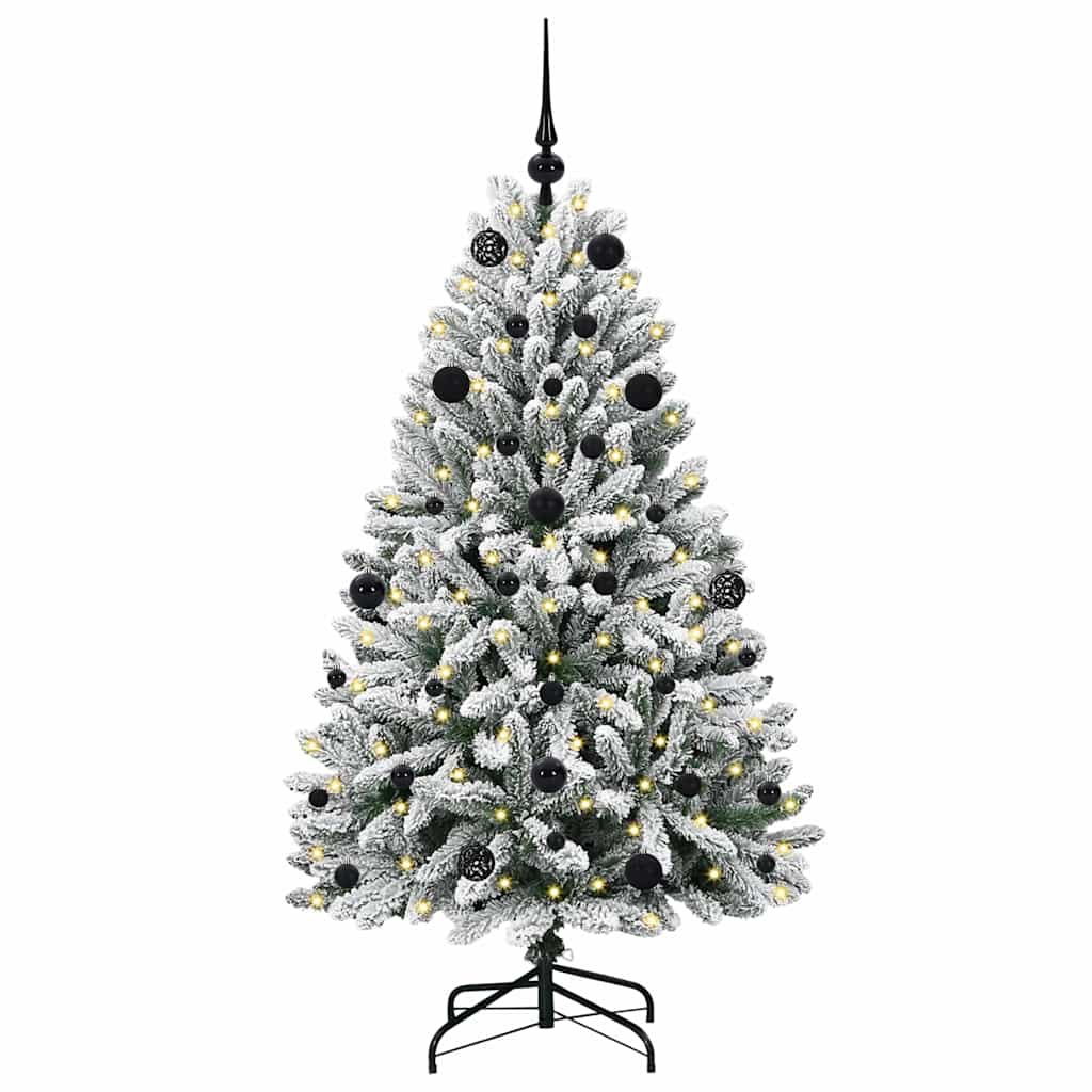 Artificial Christmas Tree Green and White 150 cm PVC and Metal