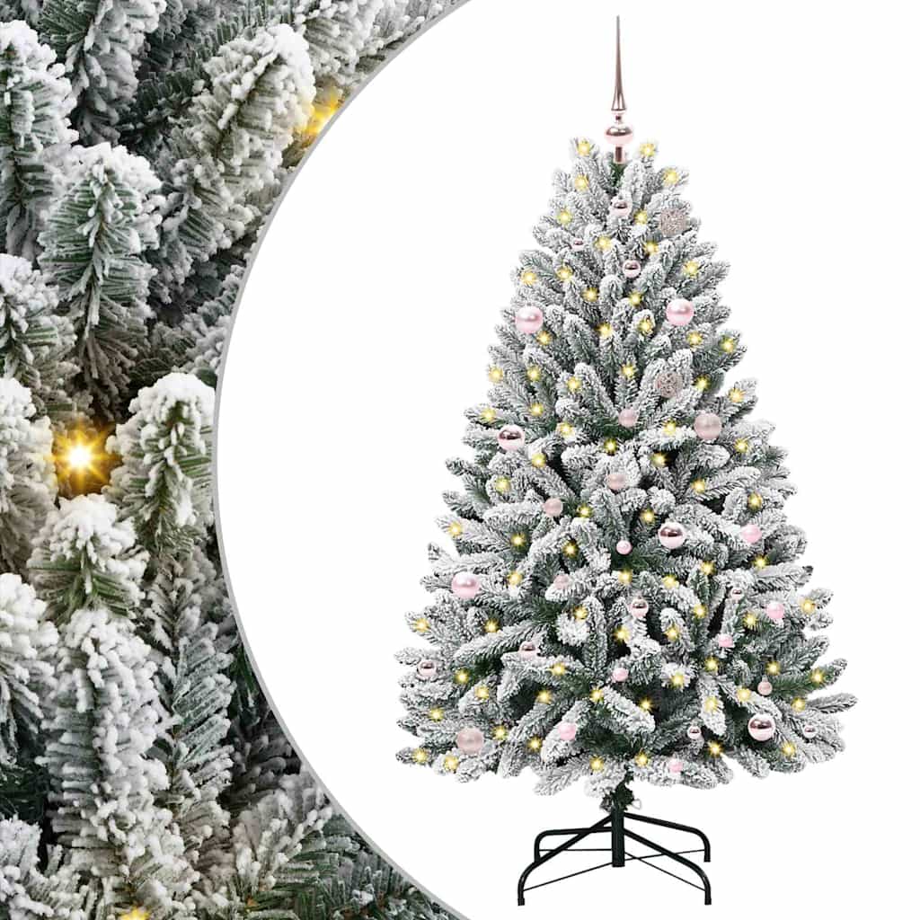 Artificial Christmas Tree Green and White 150 cm PVC and Metal