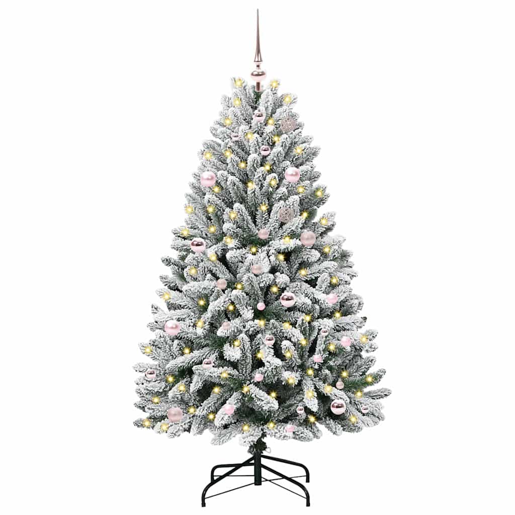 Artificial Christmas Tree Green and White 150 cm PVC and Metal