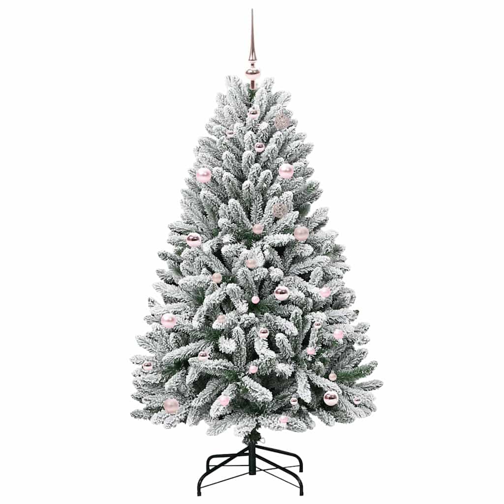 Artificial Christmas Tree Green and White 150 cm PVC and Metal