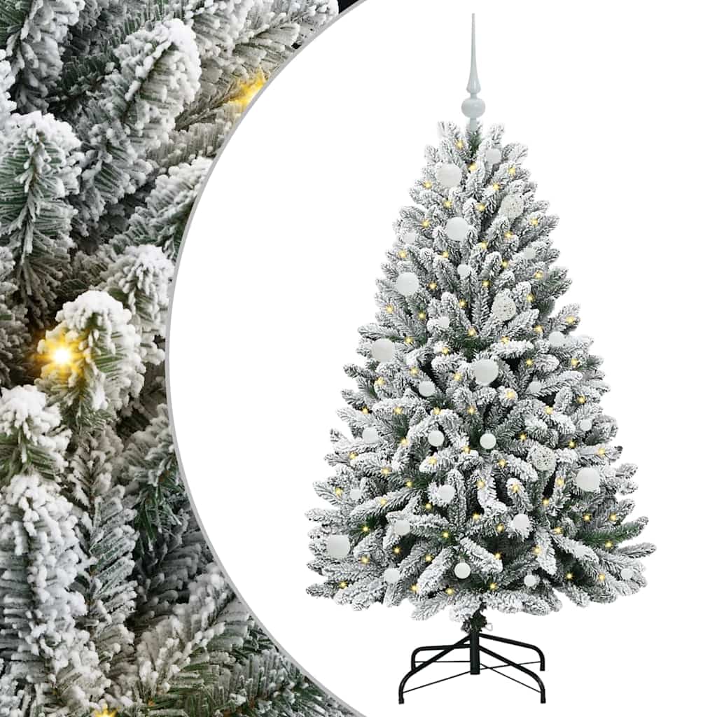 Artificial Christmas Tree Green and White 150 cm PVC and Metal