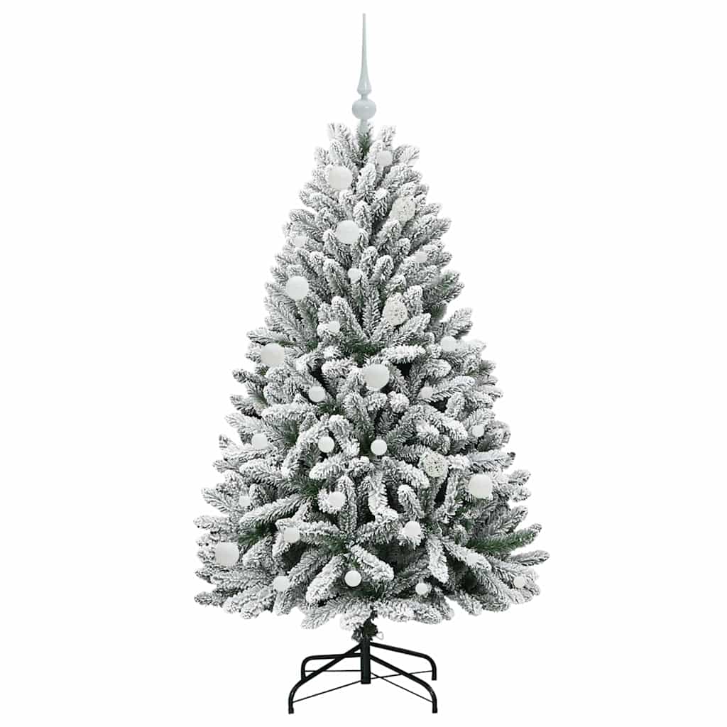 Artificial Christmas Tree Green and White 150 cm PVC and Metal