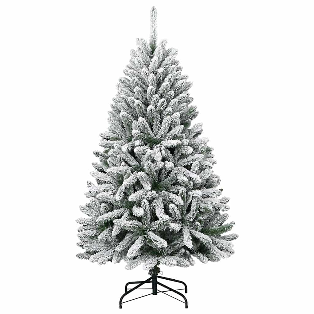 Artificial Christmas Tree Green and White 150 cm PVC and Metal