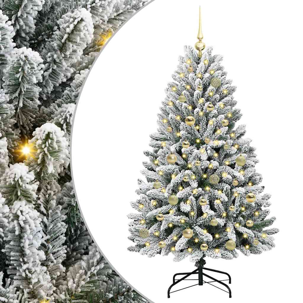 Artificial Christmas Tree Green and White 150 cm PVC and Metal