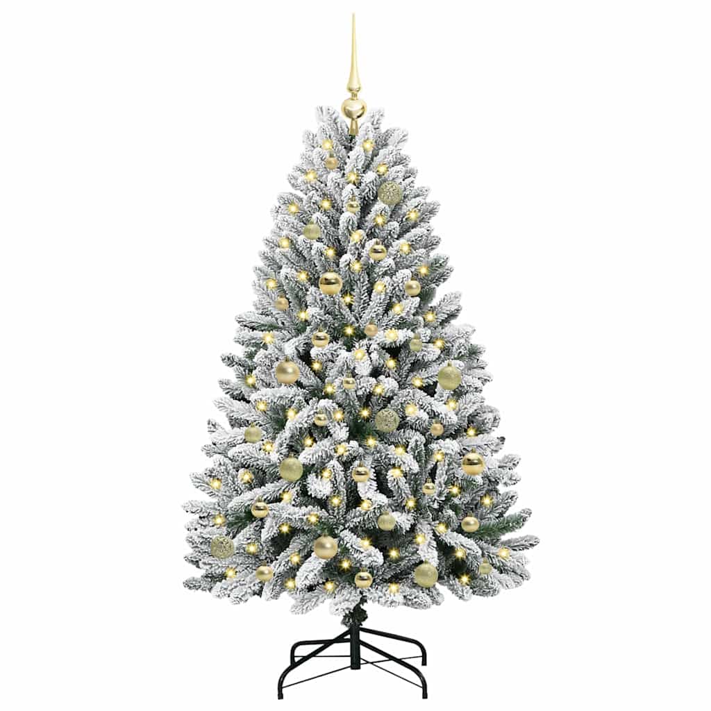 Artificial Christmas Tree Green and White 150 cm PVC and Metal