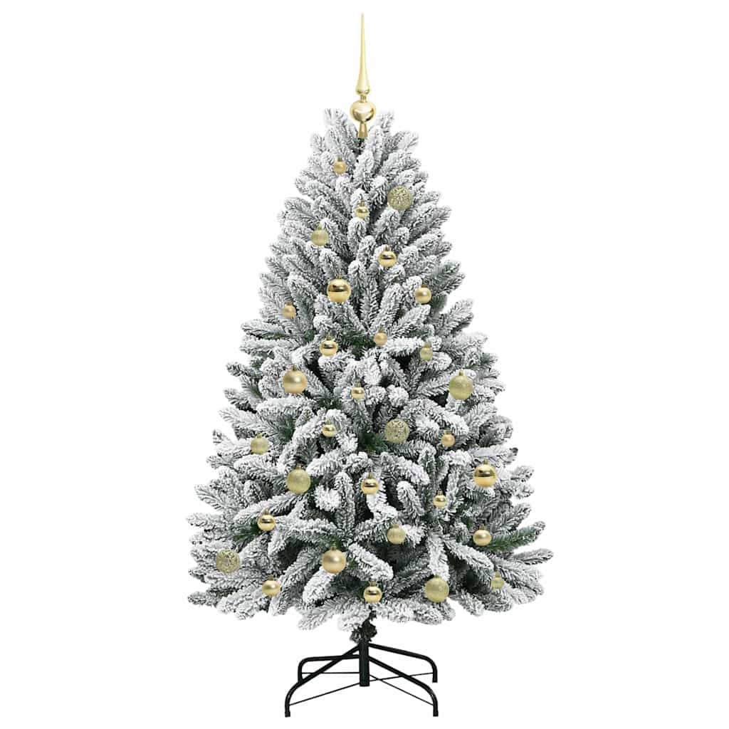 Artificial Christmas Tree Green and White 150 cm PVC and Metal