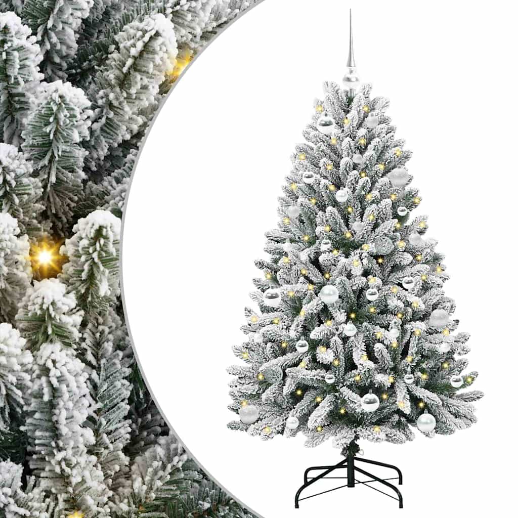 Artificial Christmas Tree Green and White 150 cm PVC and Metal