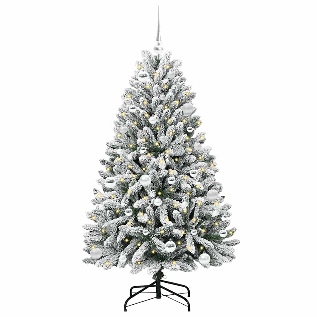 Artificial Christmas Tree Green and White 150 cm PVC and Metal