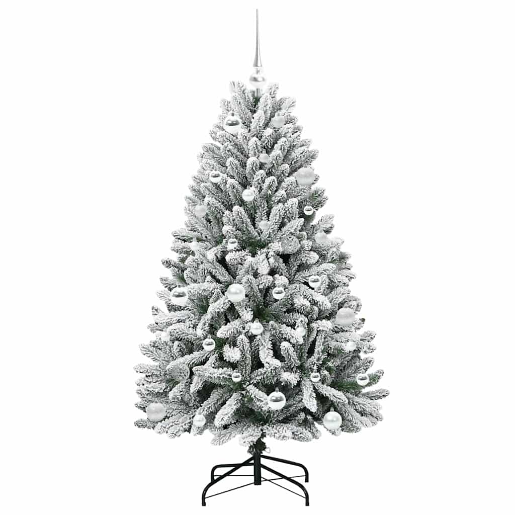 Artificial Christmas Tree Green and White 150 cm PVC and Metal
