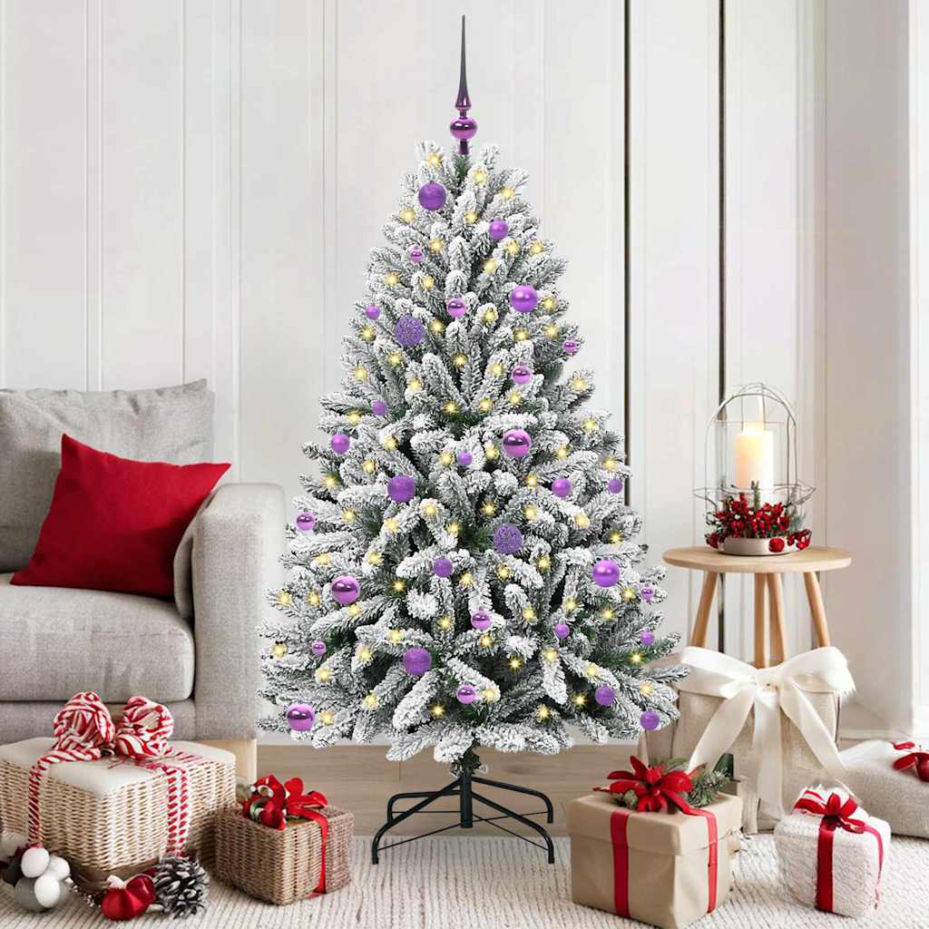 Artificial Christmas Tree Green and White 150 cm PVC and Metal