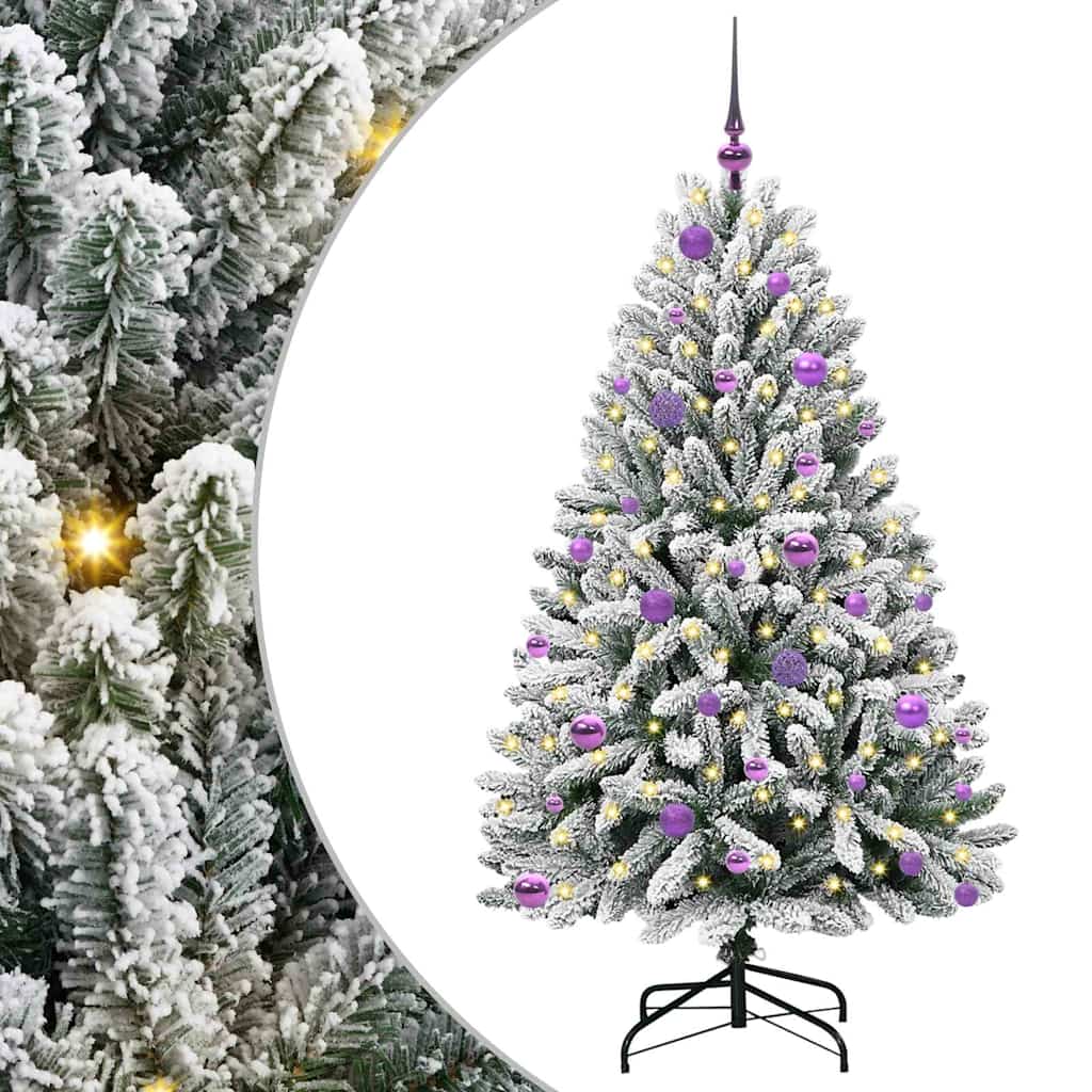 Artificial Christmas Tree Green and White 150 cm PVC and Metal