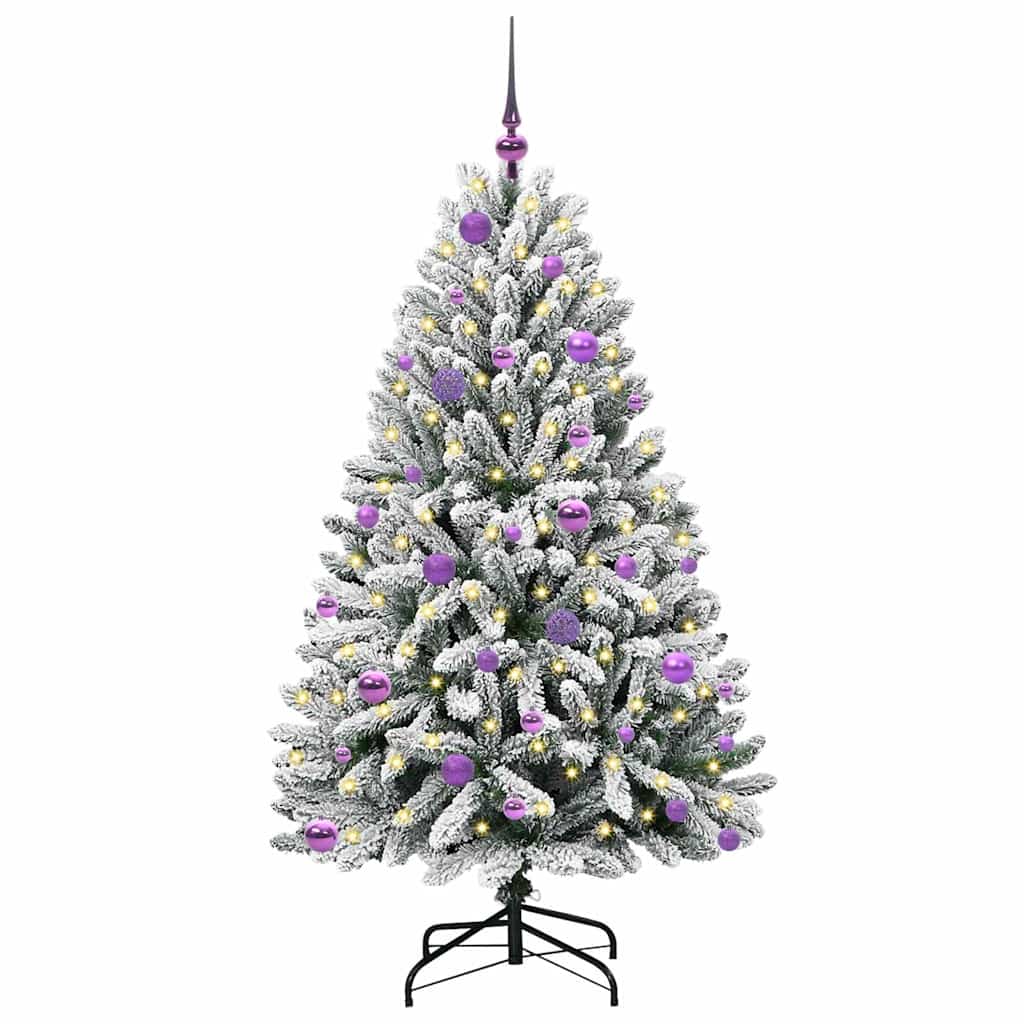 Artificial Christmas Tree Green and White 150 cm PVC and Metal