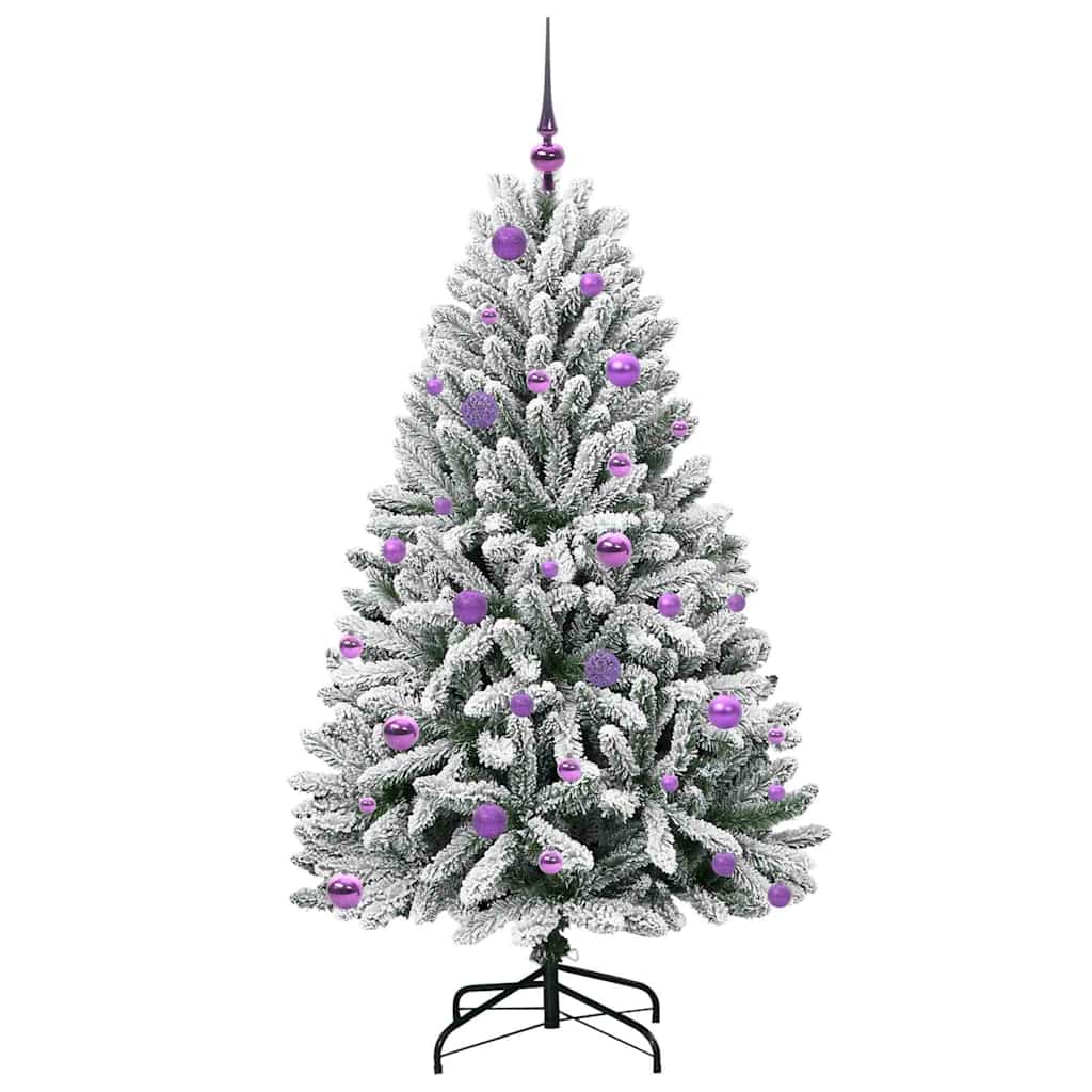 Artificial Christmas Tree Green and White 150 cm PVC and Metal