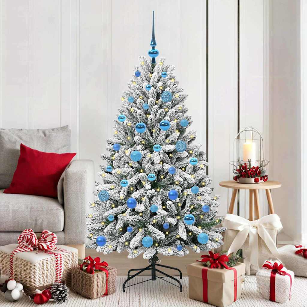 Artificial Christmas Tree Green and White 150 cm PVC and Metal