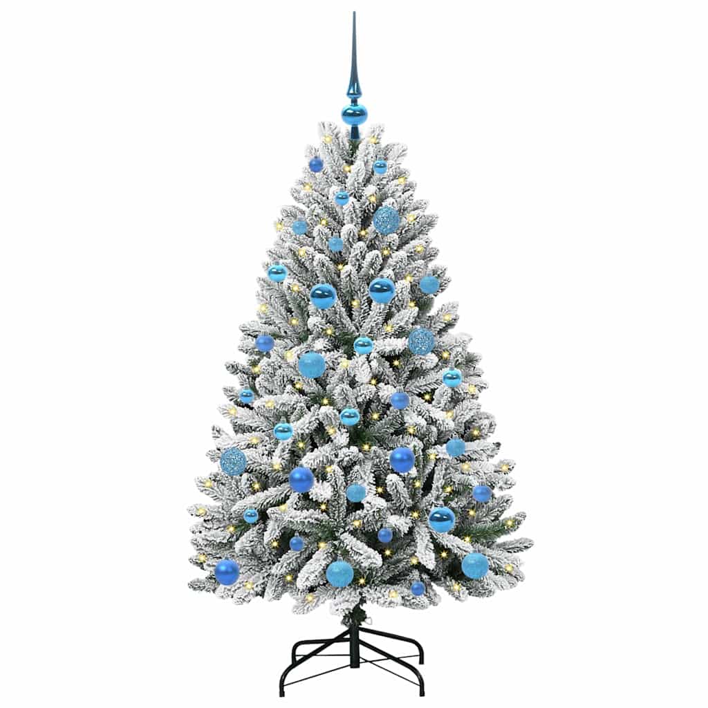 Artificial Christmas Tree Green and White 150 cm PVC and Metal