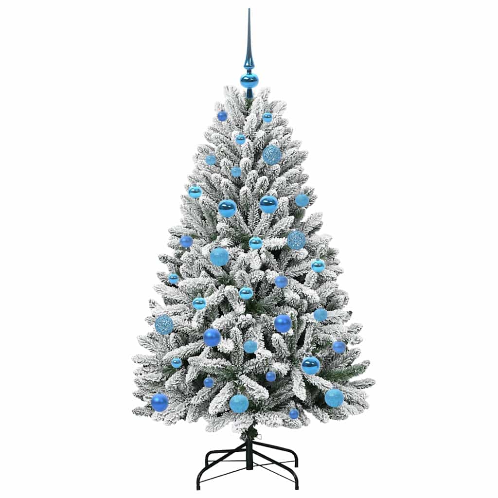 Artificial Christmas Tree Green and White 150 cm PVC and Metal