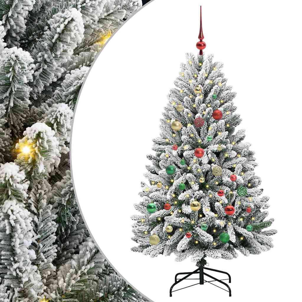 Artificial Christmas Tree Green and White 150 cm PVC and Metal