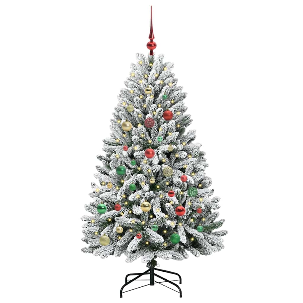 Artificial Christmas Tree Green and White 150 cm PVC and Metal