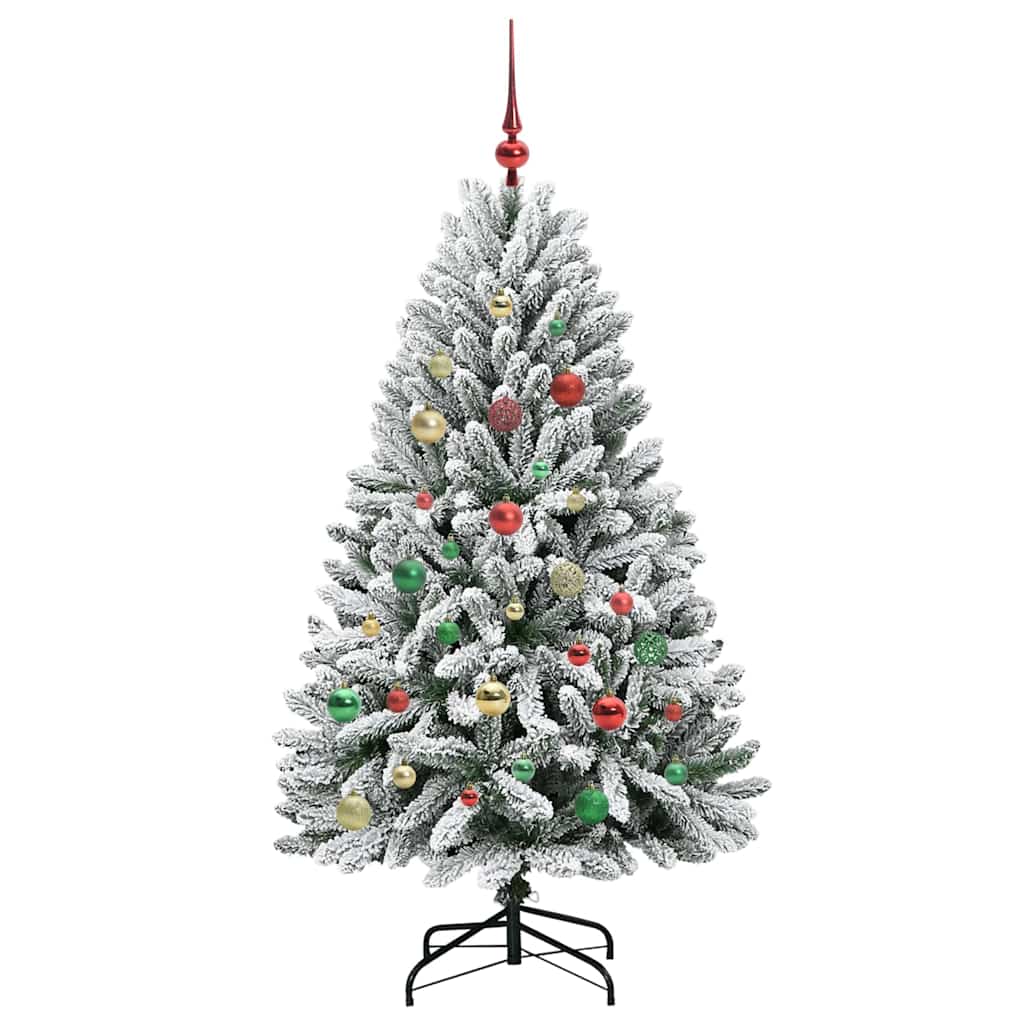 Artificial Christmas Tree Green and White 150 cm PVC and Metal
