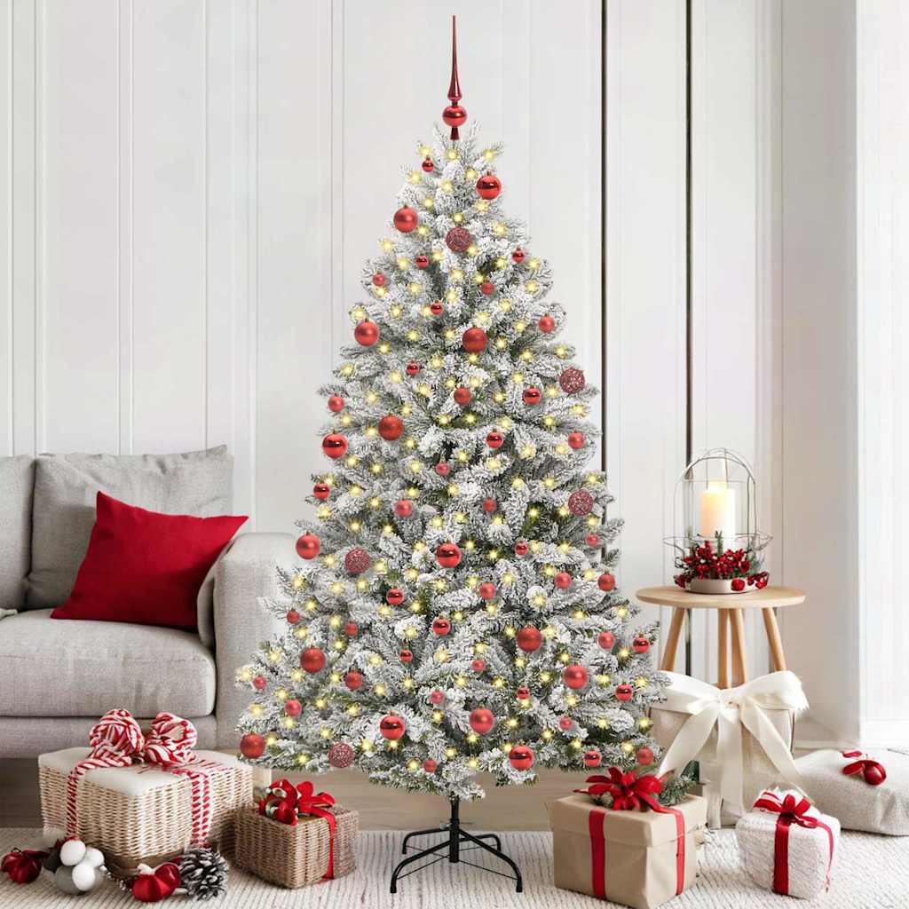 Artificial Christmas Tree Green and White 180 cm PVC and Metal