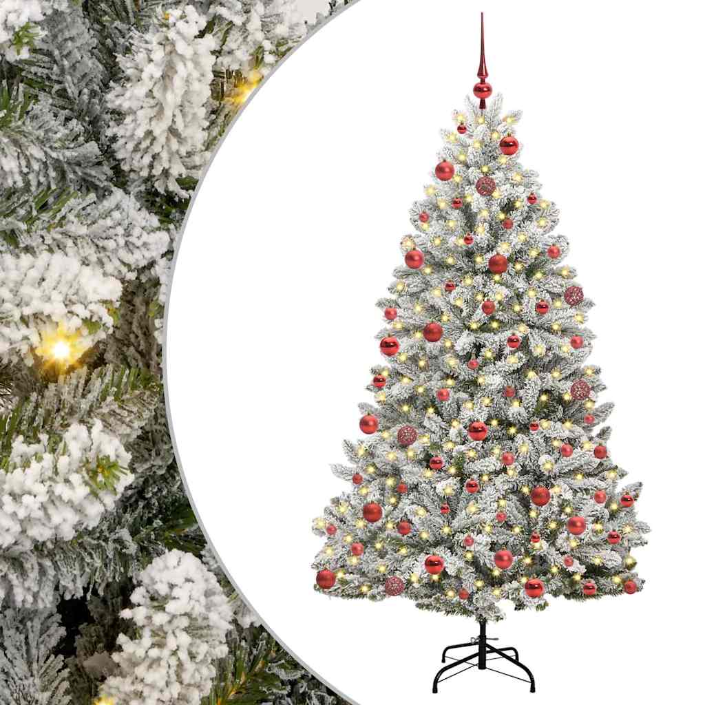 Artificial Christmas Tree Green and White 180 cm PVC and Metal