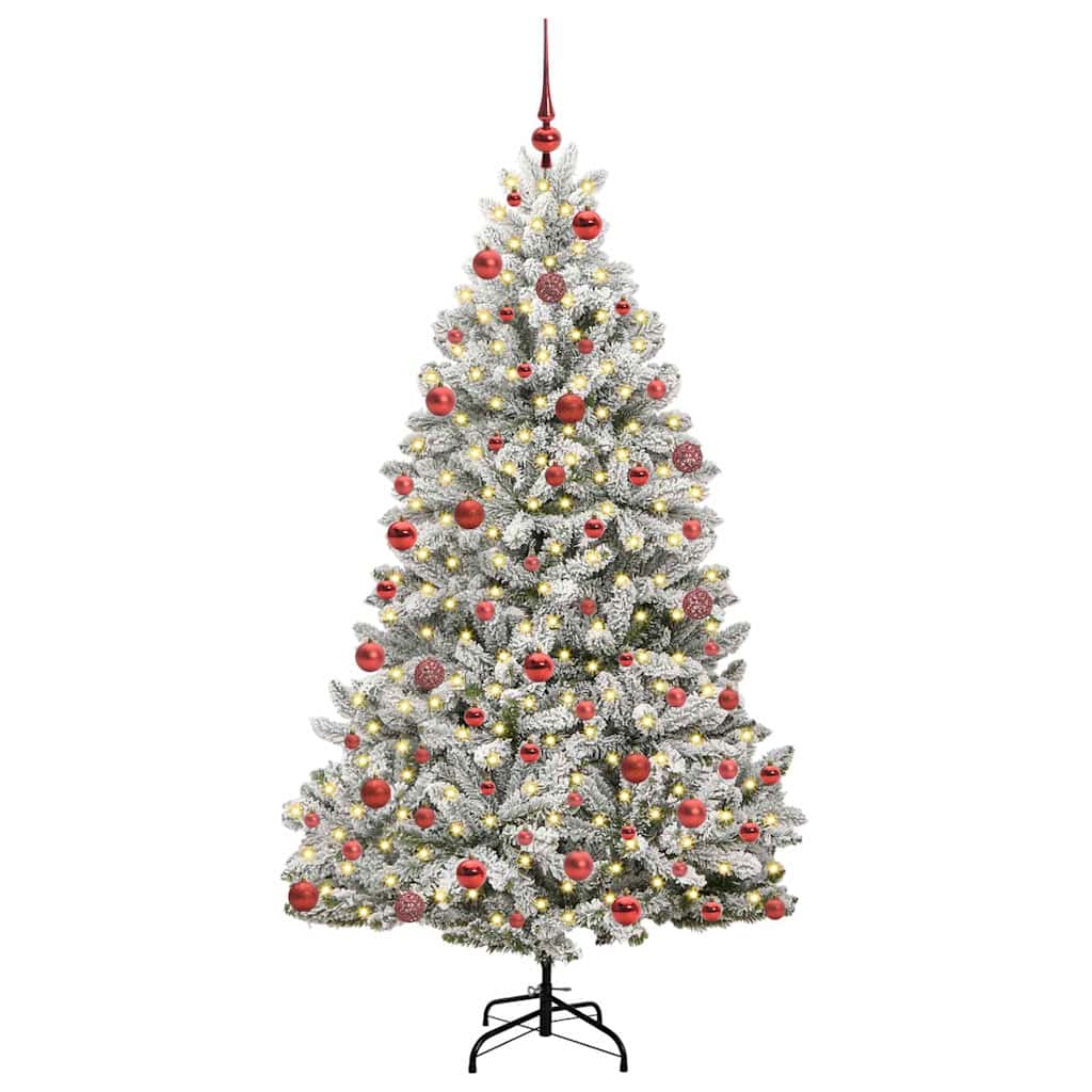 Artificial Christmas Tree Green and White 180 cm PVC and Metal