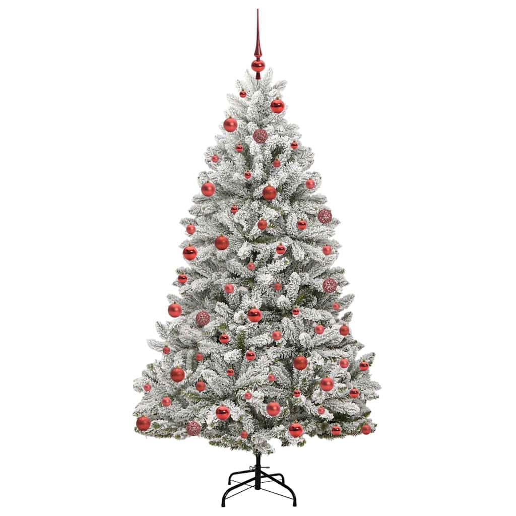 Artificial Christmas Tree Green and White 180 cm PVC and Metal