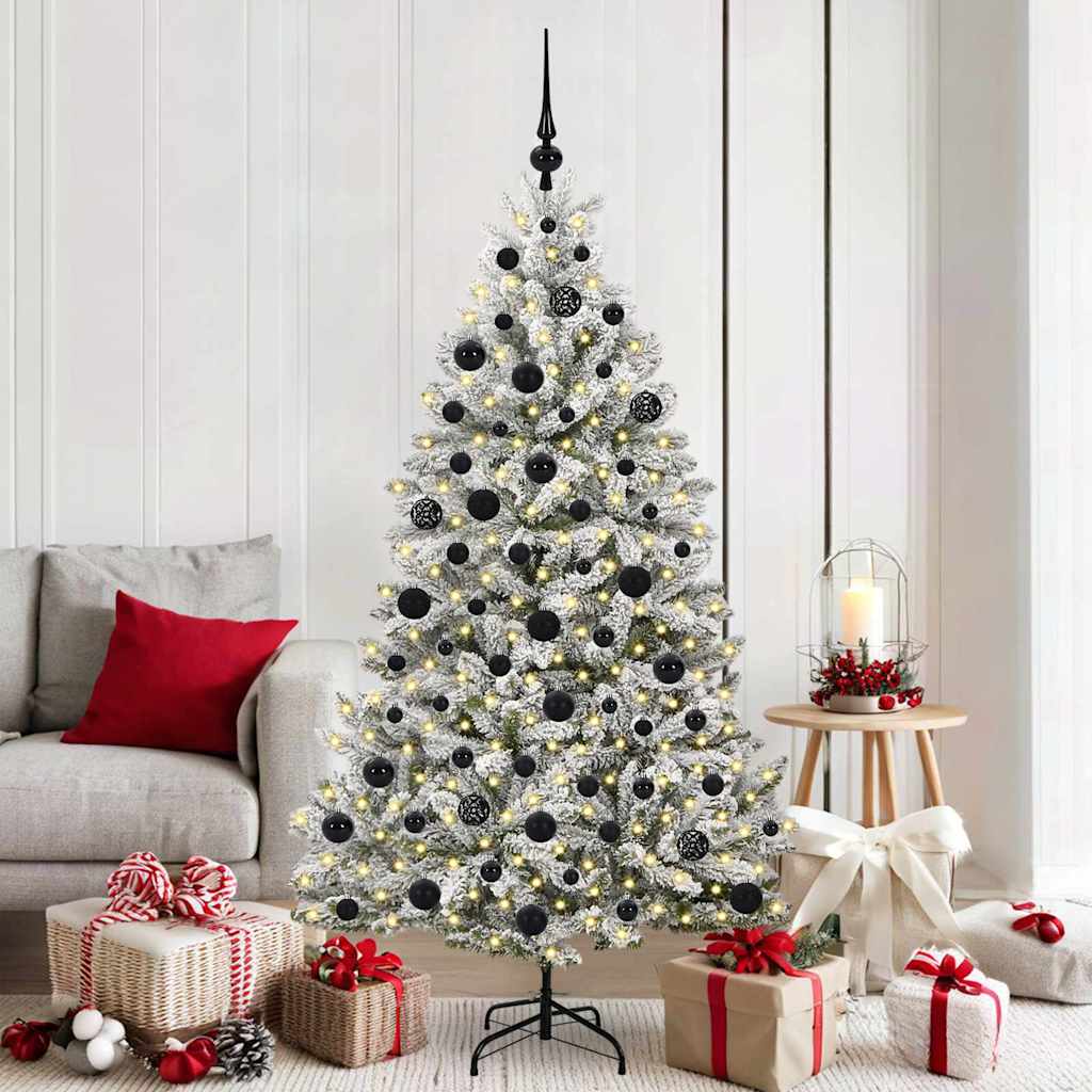 Artificial Christmas Tree Green and White 180 cm PVC and Metal