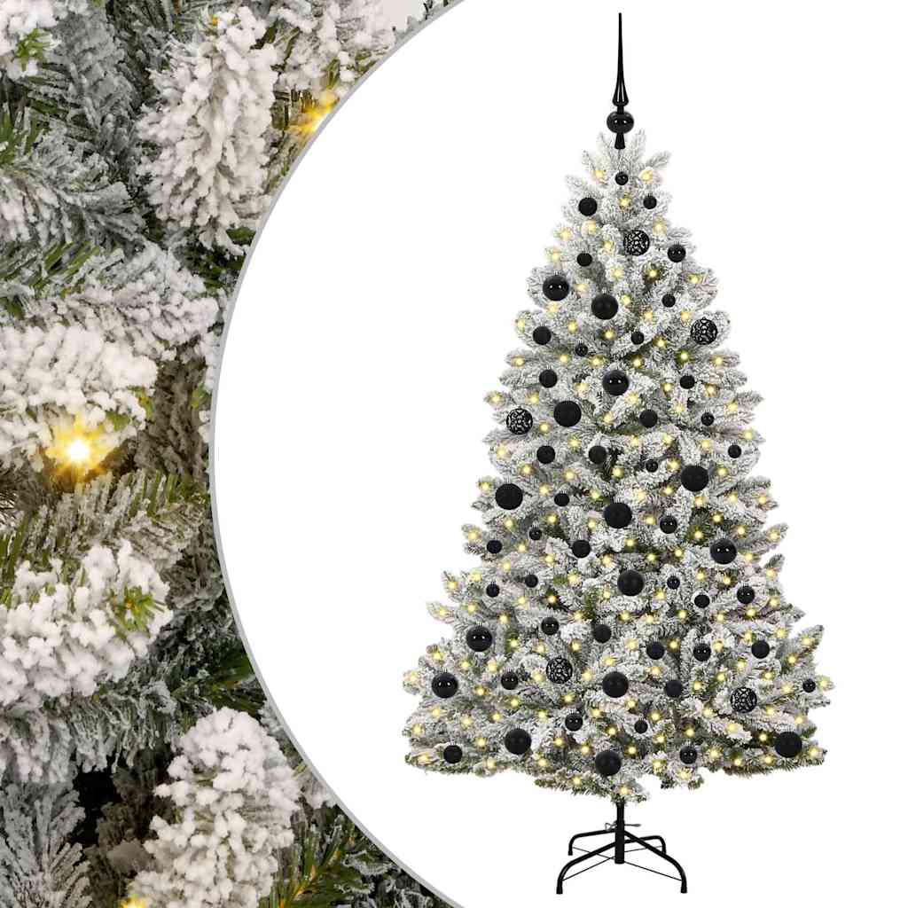 Artificial Christmas Tree Green and White 180 cm PVC and Metal