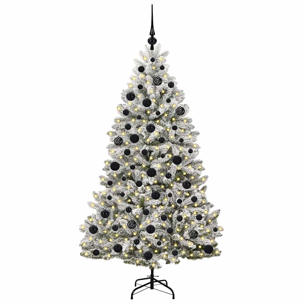 Artificial Christmas Tree Green and White 180 cm PVC and Metal