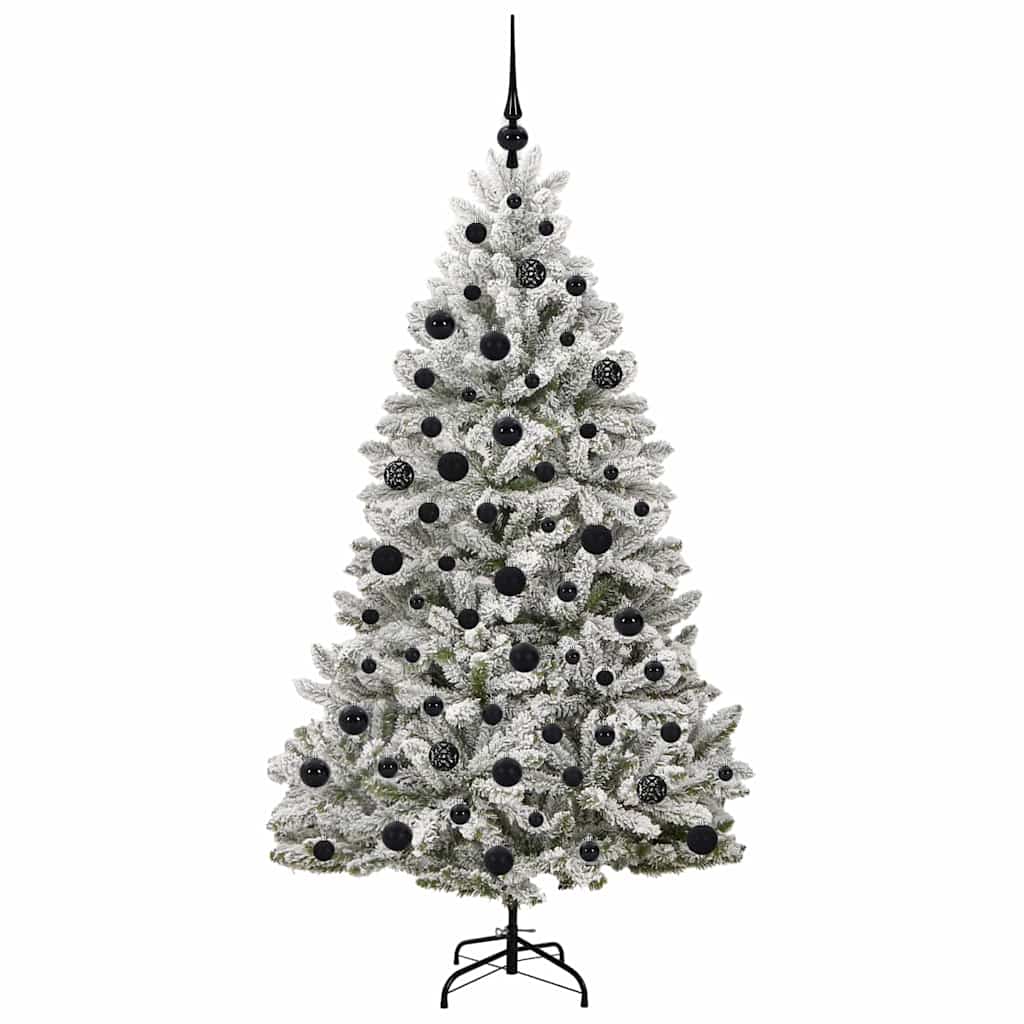 Artificial Christmas Tree Green and White 180 cm PVC and Metal