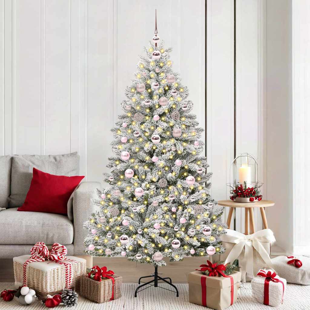 Artificial Christmas Tree Green and White 180 cm PVC and Metal