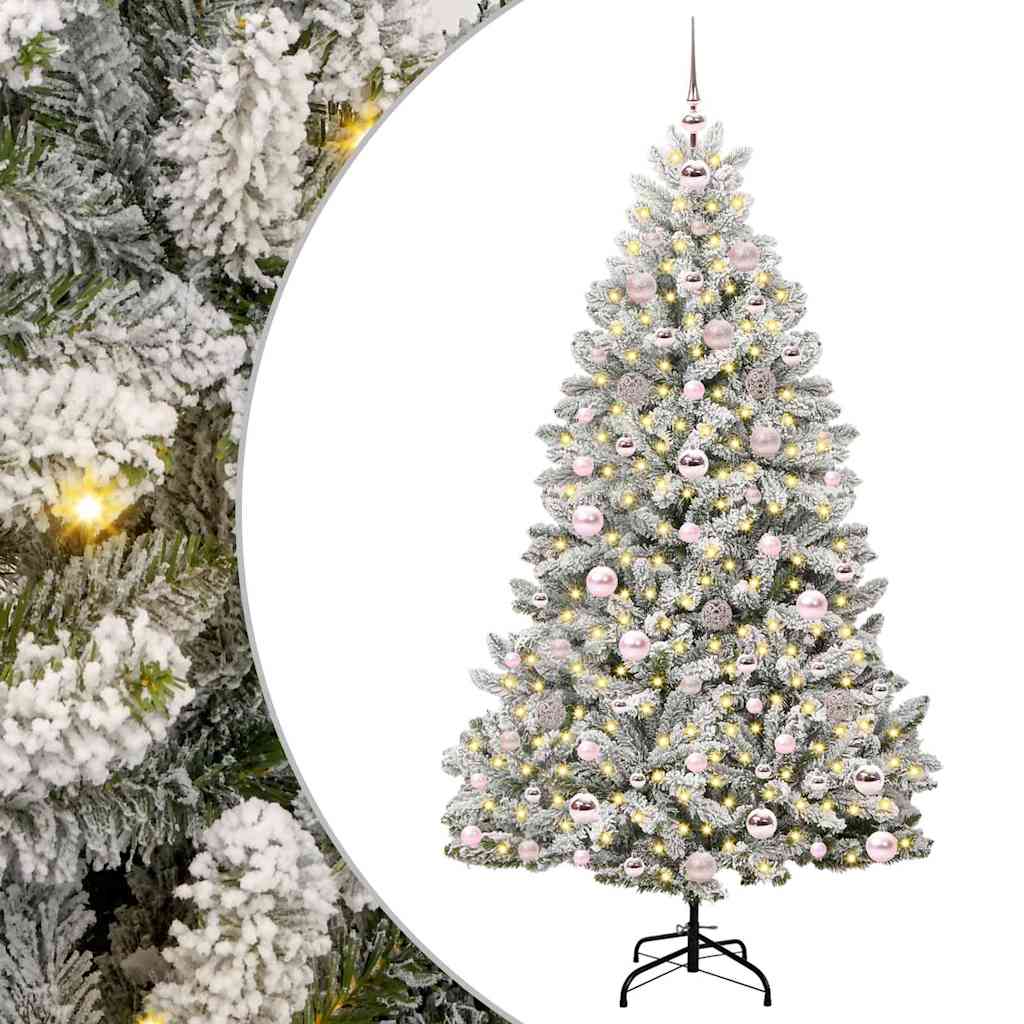 Artificial Christmas Tree Green and White 180 cm PVC and Metal