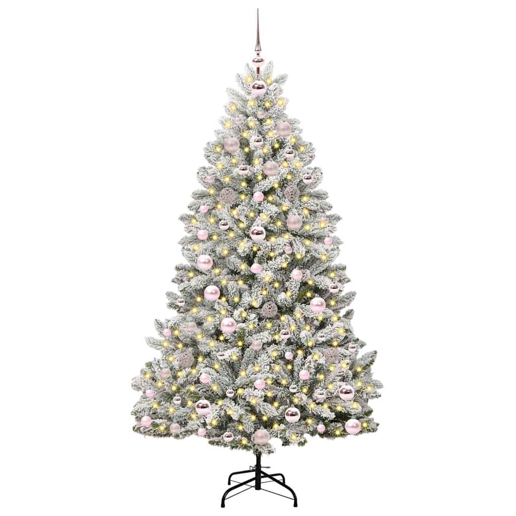 Artificial Christmas Tree Green and White 180 cm PVC and Metal