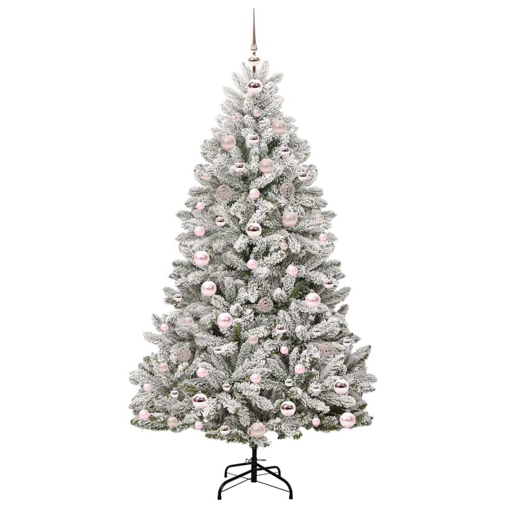 Artificial Christmas Tree Green and White 180 cm PVC and Metal