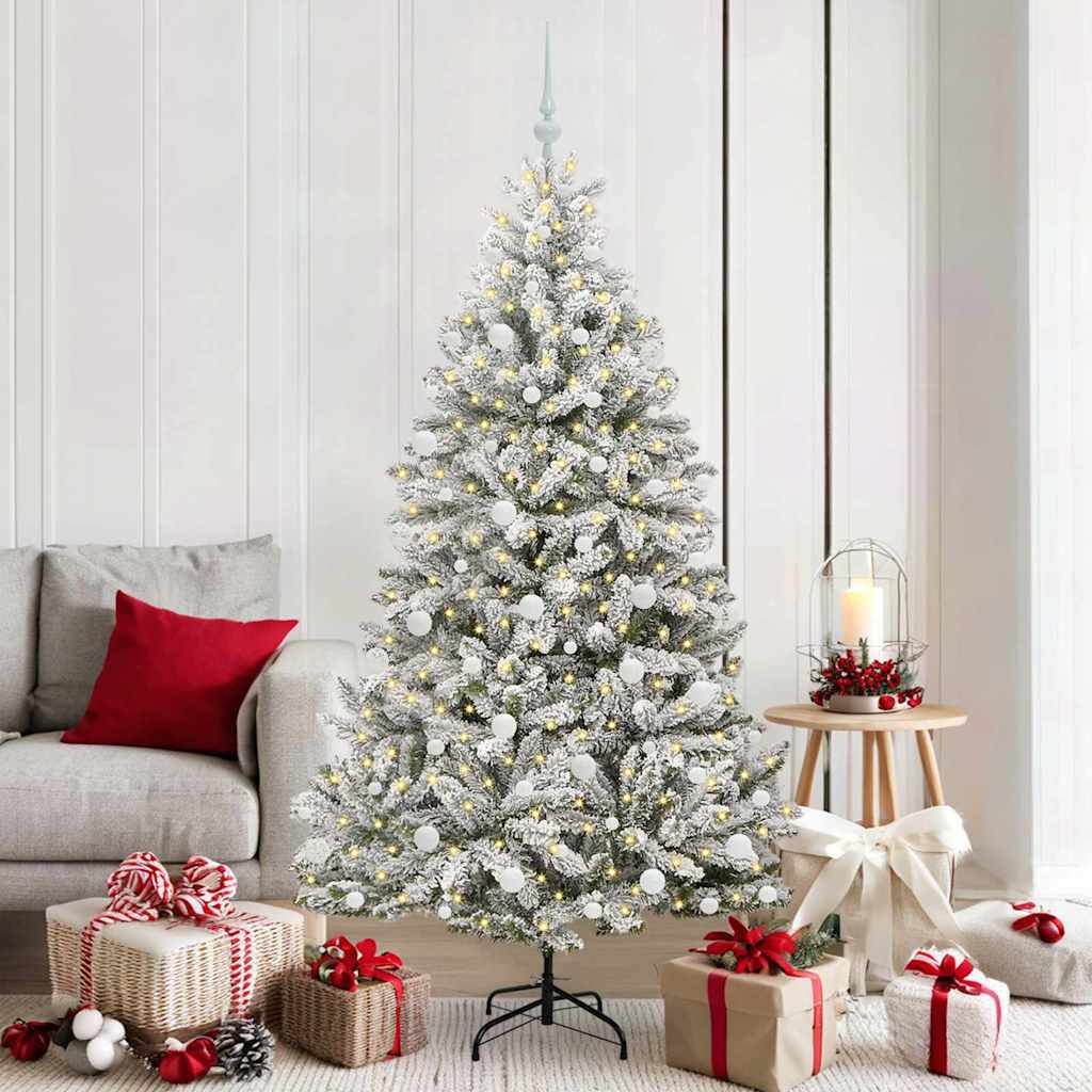 Artificial Christmas Tree Green and White 180 cm PVC and Metal