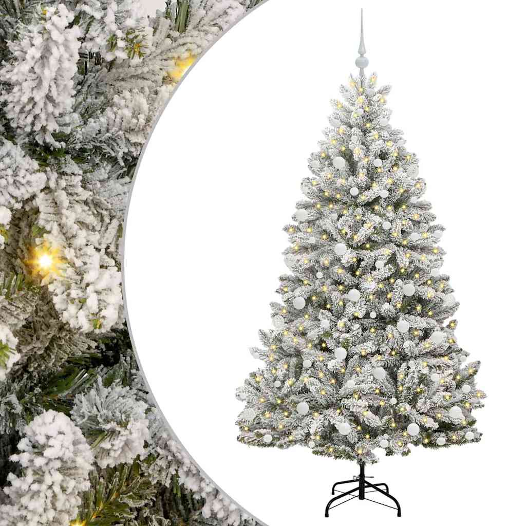 Artificial Christmas Tree Green and White 180 cm PVC and Metal