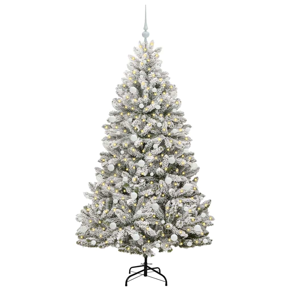Artificial Christmas Tree Green and White 180 cm PVC and Metal